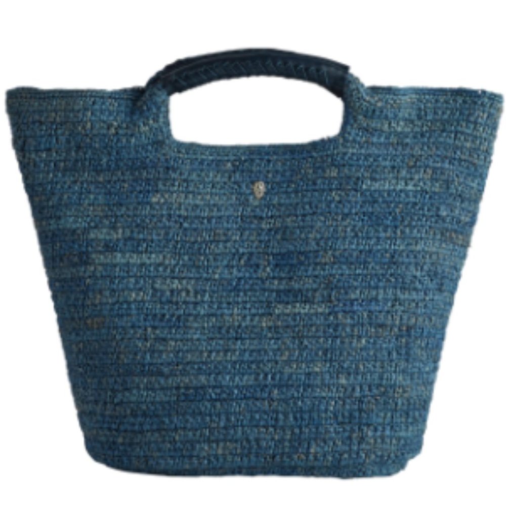 HELEN KAMINSKI-  Petani Woven Raffia Beach Tote Bag - Blue  NWOT